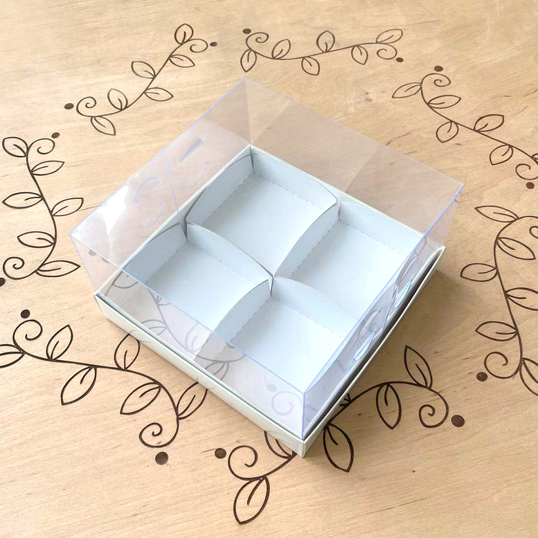 Коробка під 4 десерти 180х180х100 прозора/ПЕТ (вкл. 85х85 мм)