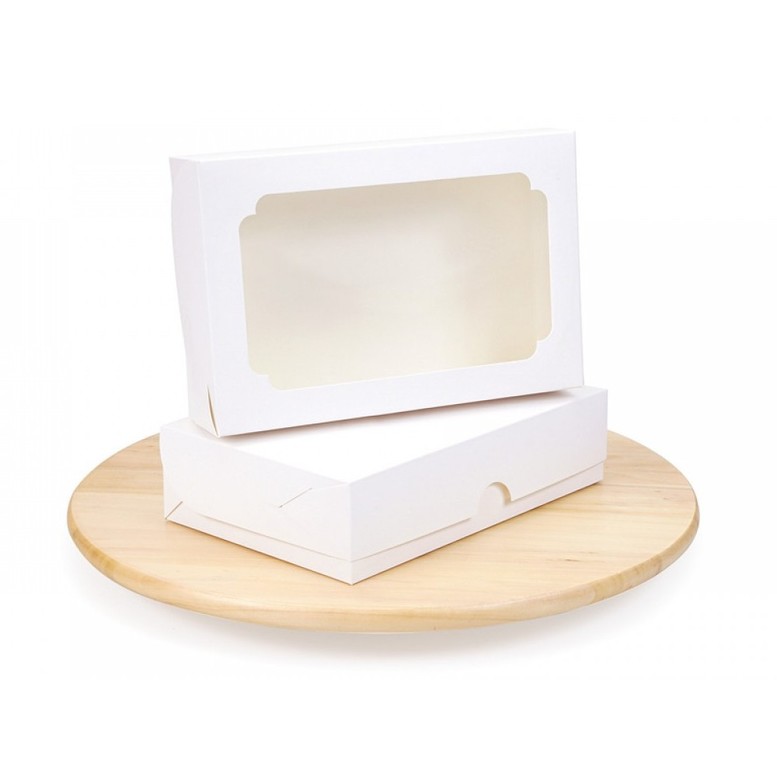 Коробка під еклери, зефір, десерт, Біла, 230х150х60 мм