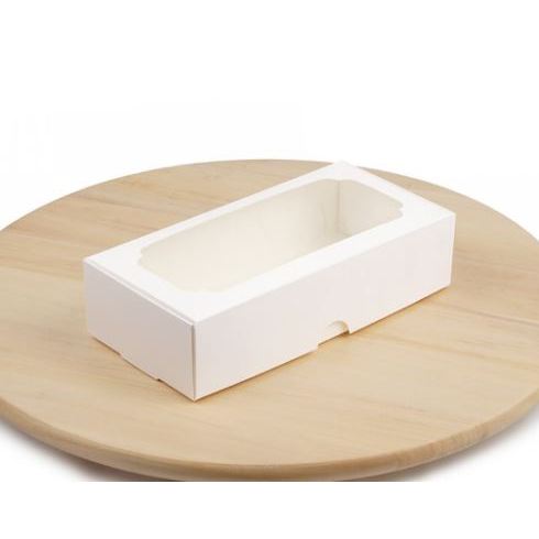 Коробка під макаронс, зефір та десерт, Біла, 200х100х50 мм