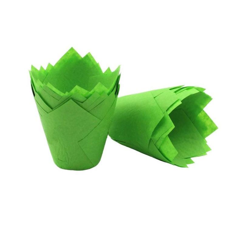 Паперова форма для кексів ТЮЛЬПАН зелена, 1шт